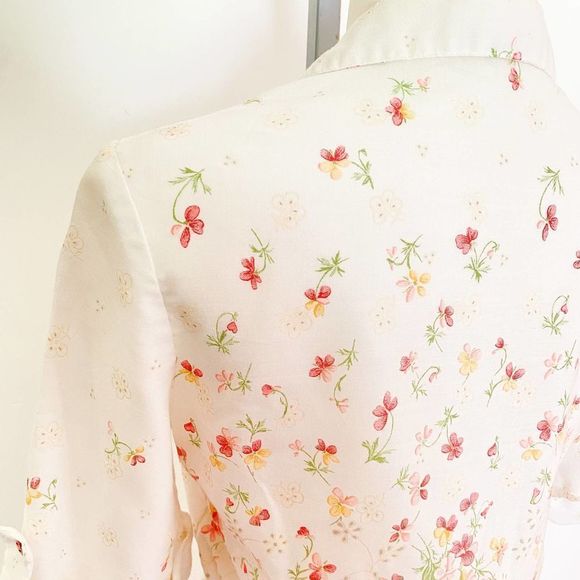 Vintage 1950s Retro Cottagecore Dress, Mid Century Boho Fairy Floral Shirt Dress - Picture 10 of 14